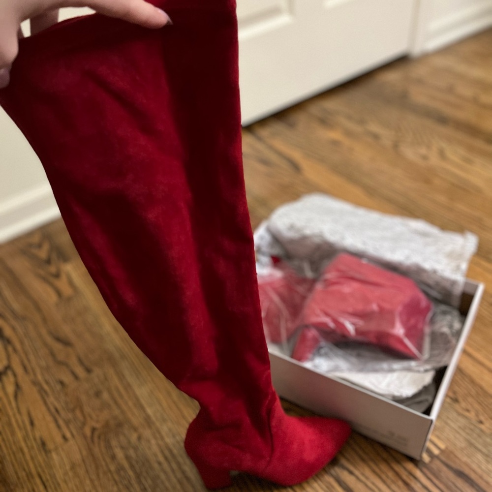Wild Pair Red Thigh High Boots